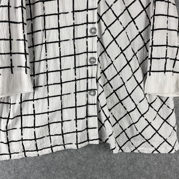 Ali Miles Tunic Top Womens 1X Windowpane Wired Collar Relaxed Artsy Lagenlook - Picture 3 of 14
